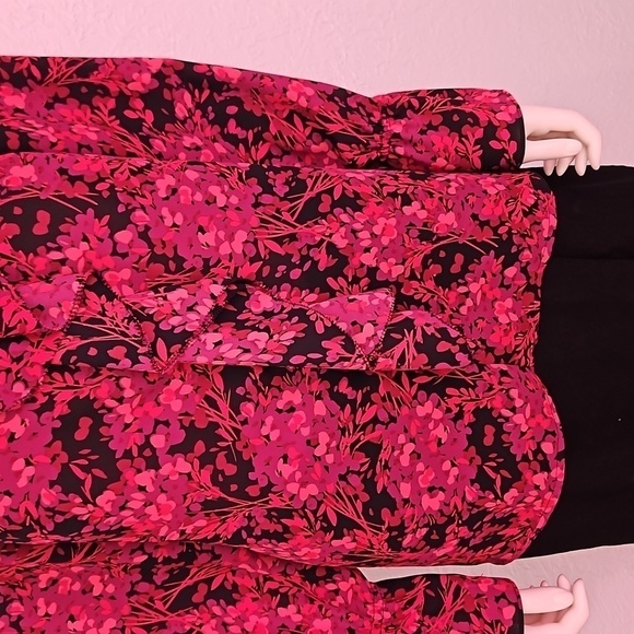 ROZ & ALI Fairycore Floral Chiffon Jabot Long Sleeve Blouse - Picture 4 of 8